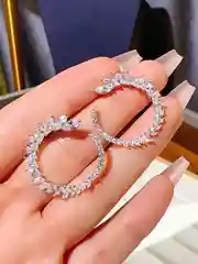 Серебряный женские серьги - гвоздики со стразами