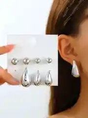 Серебряный комплект женских сережек капельки, набор из 4 пар, серьги - капли