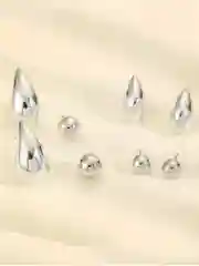 Серебряный комплект женских сережек капельки, набор из 4 пар, серьги - капли