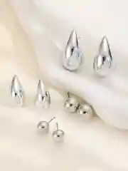 Серебряный комплект женских сережек капельки, набор из 4 пар, серьги - капли