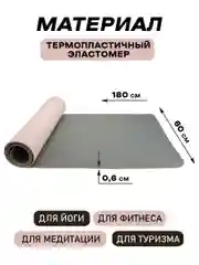 Коврик спортивный для йоги и фитнеса, розовый