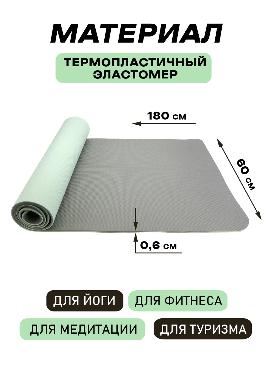 Коврик спортивный, ментоловый