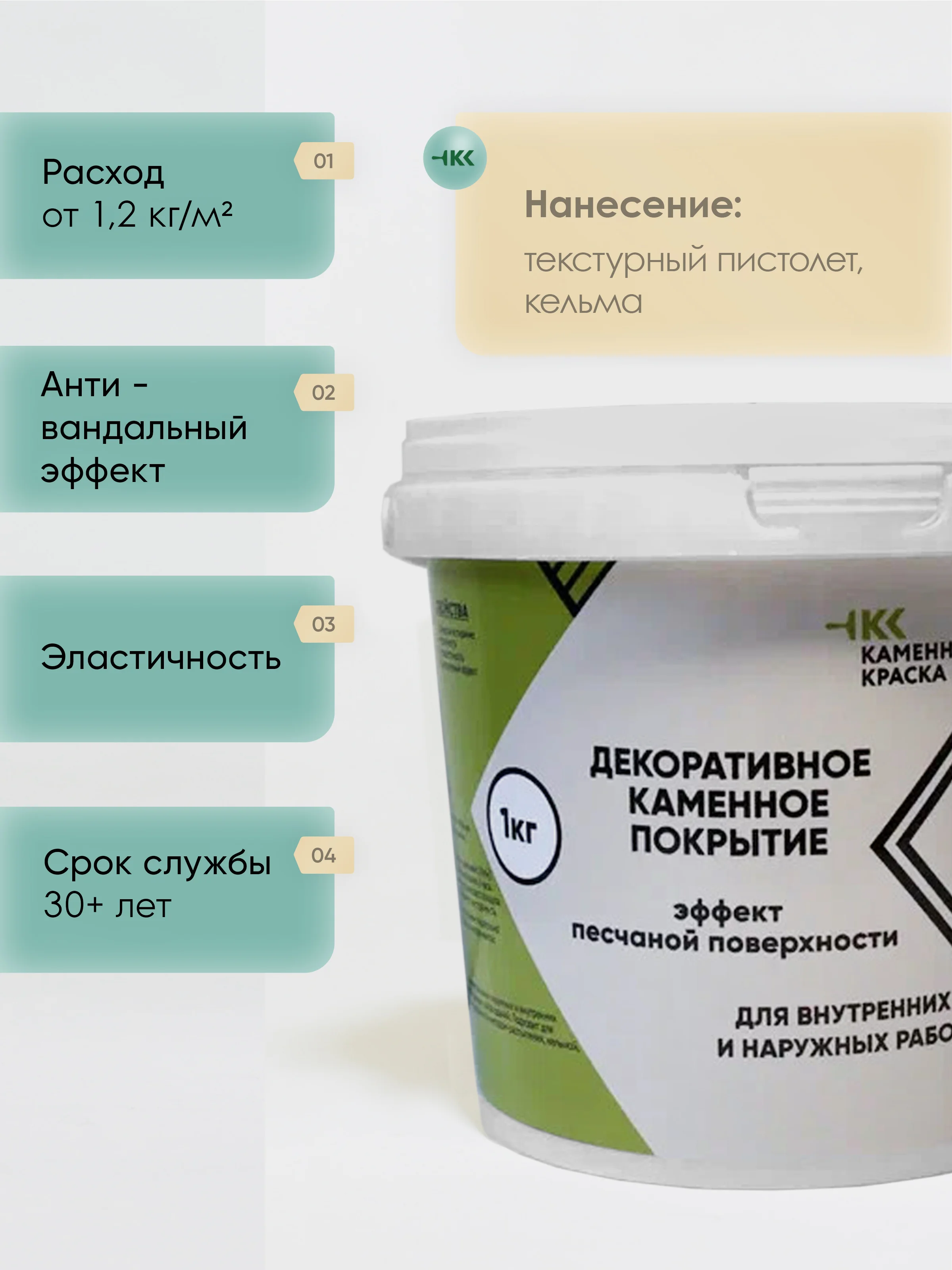 Черный декоративное покрытие Каменная краска эффект песчаной поверхности 002, черный 1 кг