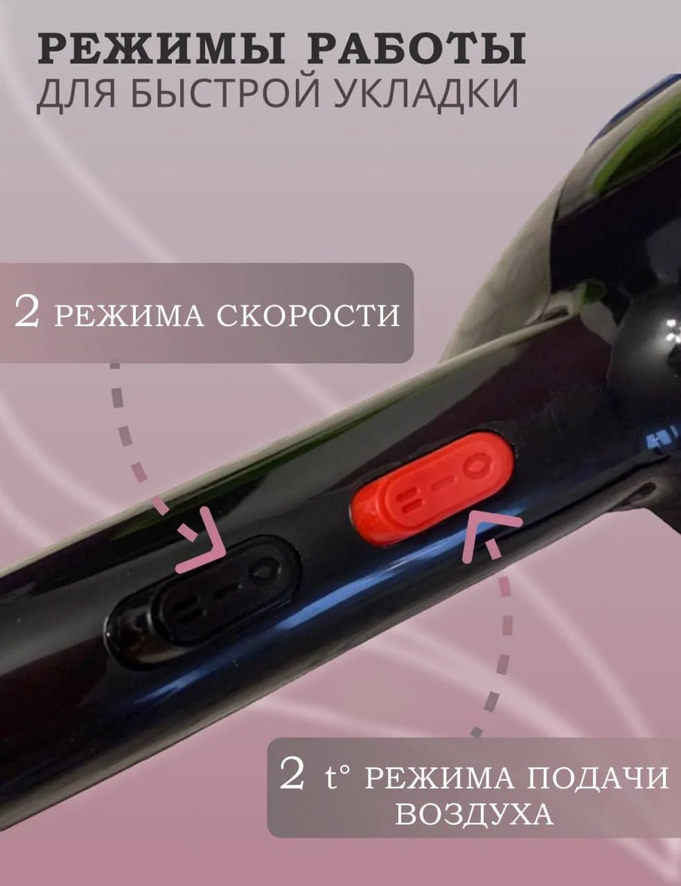 Фен для волос с насадками, мощность 3000W