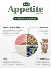 AmeAppetite Advanced сухой корм с индейкой и черникой для котят с 2 до 12 месяцев