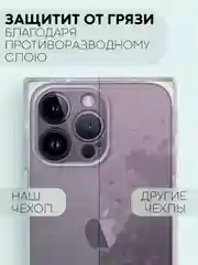 Голубой чехол ICE для Apple iPhone 14 Pro Max силиконовый КАРТОФАН прозрачный лед прямоугольный