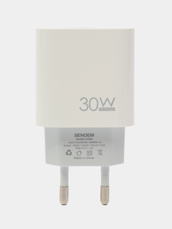 Сетевое зарядное устройство TYPE-C SENDEM (OG88) 30W EU STANDART PLUG, SUPER CHARGER