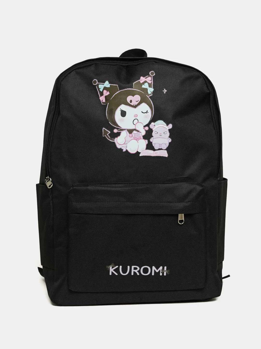 Черный рюкзак школьный с принтом Kuromi