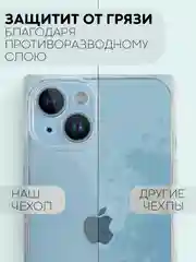 Прозрачный чехол для Apple iPhone 14 силиконовый КАРТОФАН прозрачный прямоугольный с защитой камер