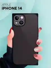 Черный чехол для Apple iPhone 14 силиконовый КАРТОФАН прозрачный прямоугольный с защитой камер
