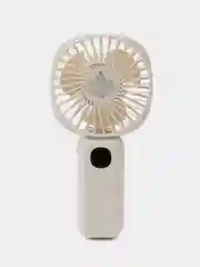 Белый мини вентилятор ручной/Портативный c Led-дисплеем и Power Bank / 4 Режима скорости