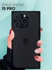 Черный чехол для Apple iPhone 15, 15 Plus, 15 Pro, 15 Pro Max силиконовый КАРТОФАН прямоугольный