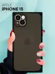 Черный чехол для Apple iPhone 15, 15 Plus, 15 Pro, 15 Pro Max силиконовый КАРТОФАН прямоугольный