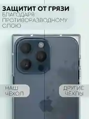 Прозрачный чехол для Apple iPhone 15, 15 Plus, 15 Pro, 15 Pro Max силиконовый КАРТОФАН прямоугольный