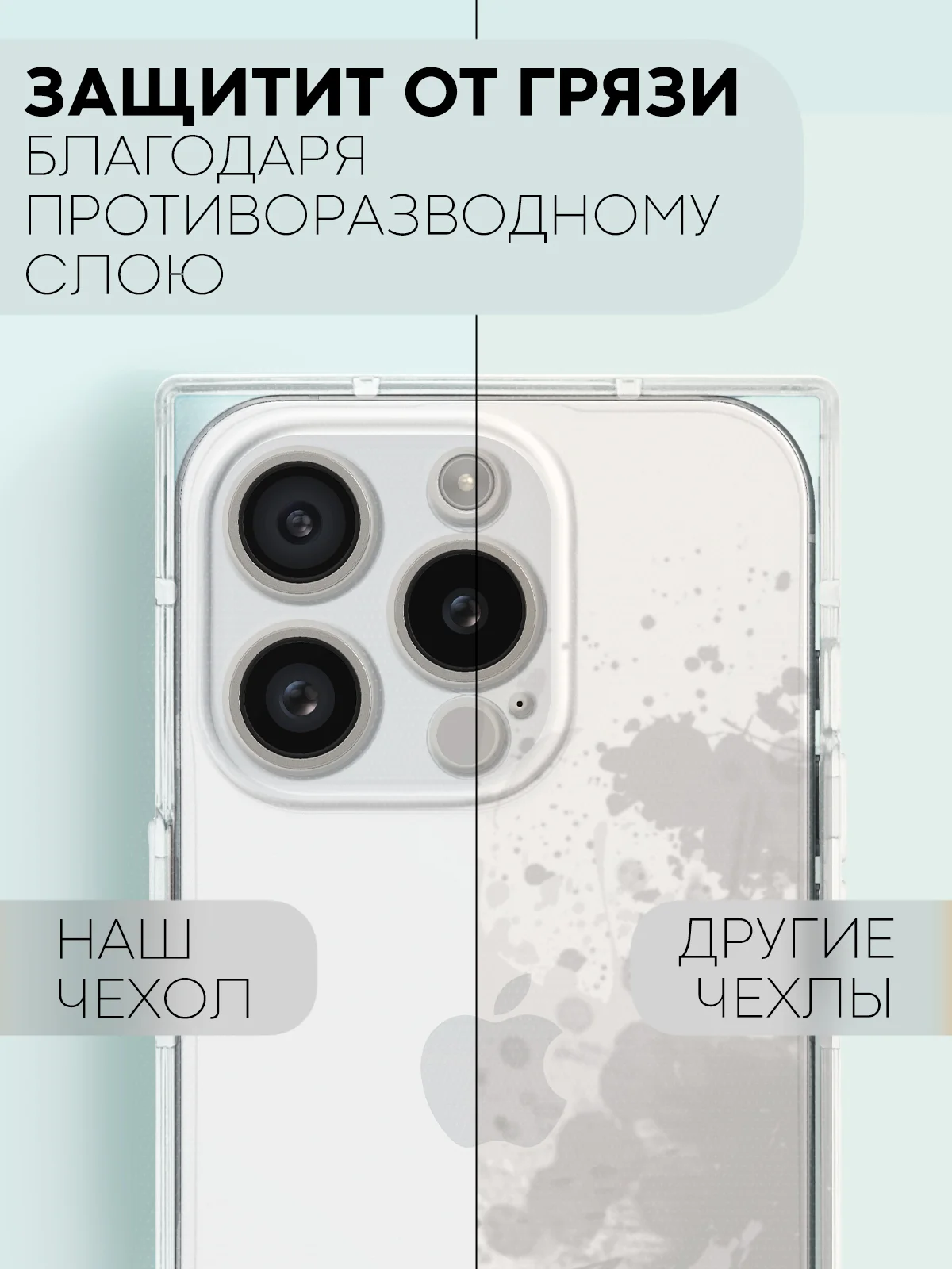 Прозрачный чехол для Apple iPhone 15, 15 Plus, 15 Pro, 15 Pro Max силиконовый КАРТОФАН прямоугольный