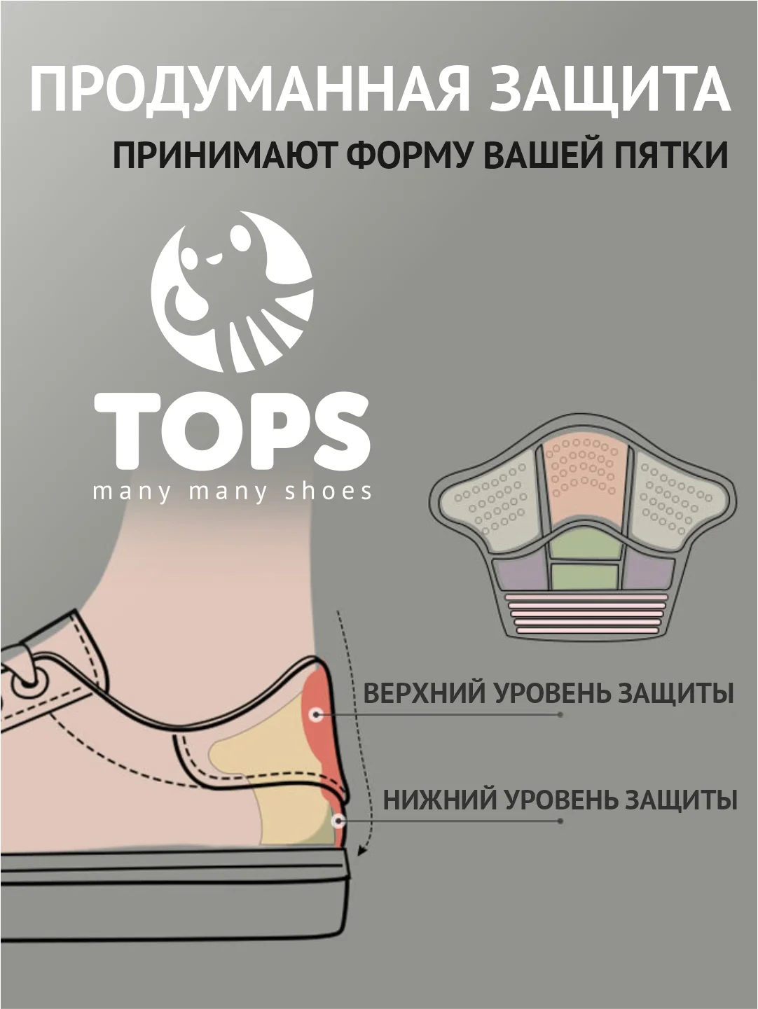 Черный стельки для пятки "Подпяточник"