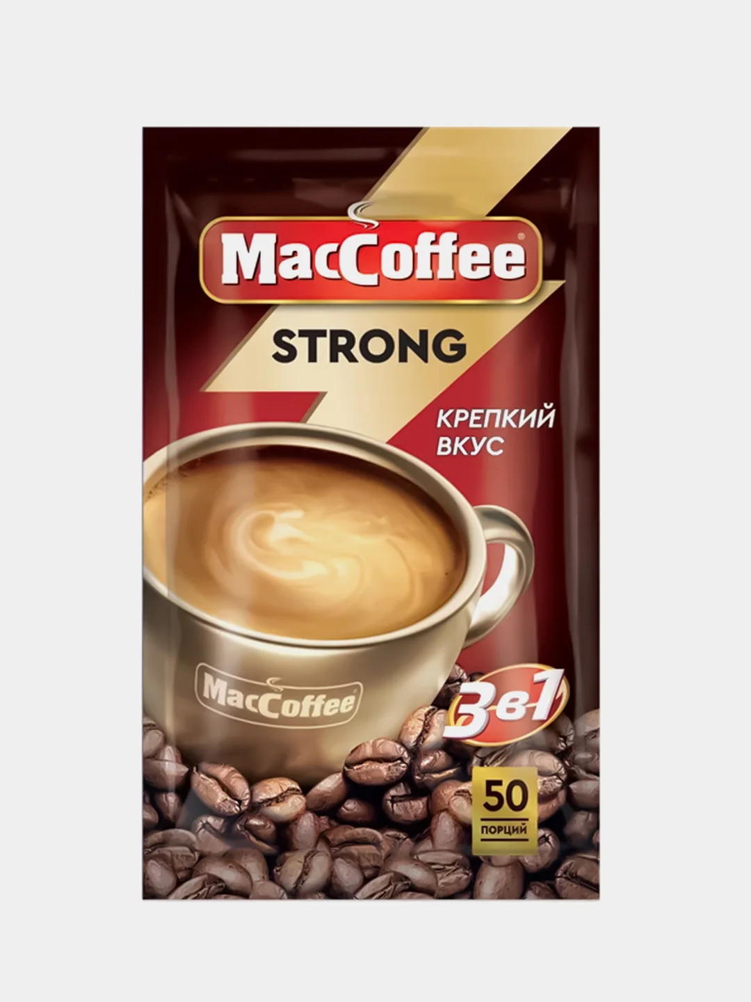 Кофейный напиток MacCoffee Strong 3в1, растворимый, 50 штук по 18г