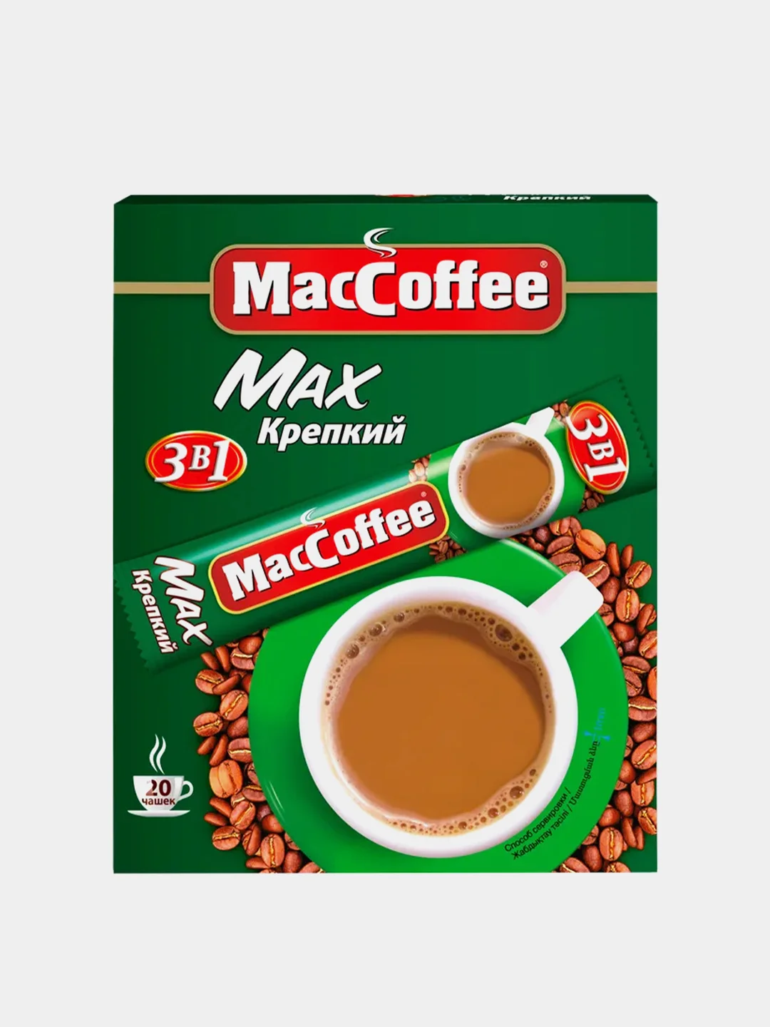 Кофейный напиток MacCoffee 3в1 Maх, Крепкий, 20 штук по 16г