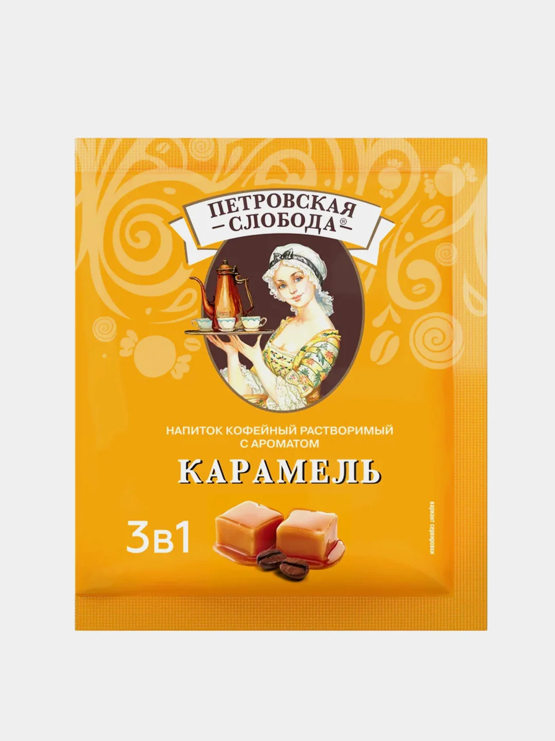 Кофейный напиток растворимый 3в1 Петровская Слобода, с ароматом карамели, 25 штук по 18 г
