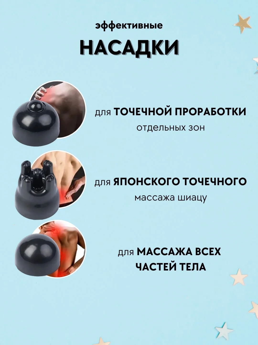 Массажер электрический для тела, шеи, плеч, ног, спины с насадками, 6 насадок, 12 режимов