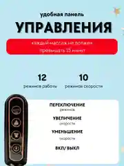 Массажер электрический для тела, шеи, плеч, ног, спины с насадками, 6 насадок, 12 режимов