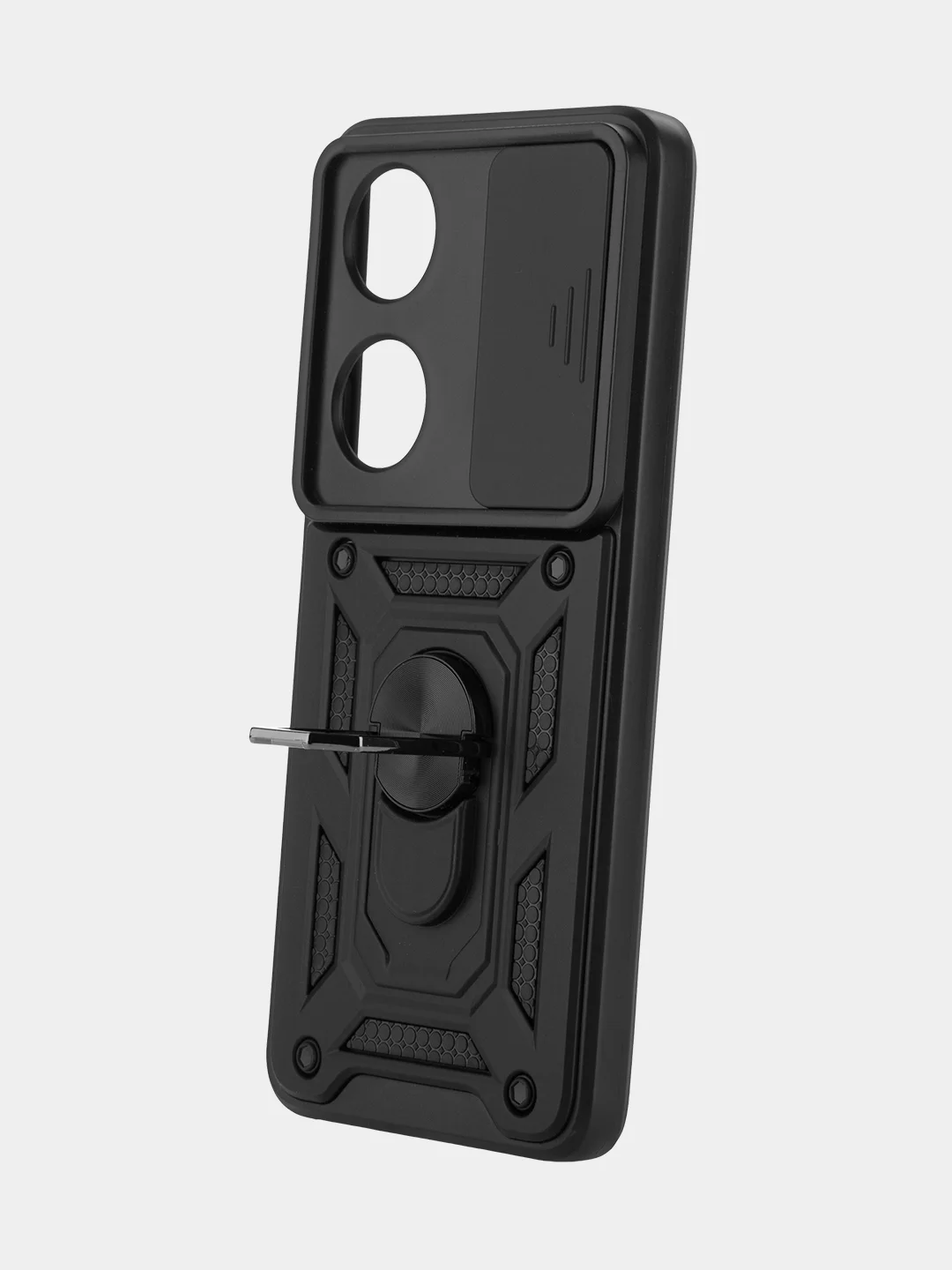 Черный чехол для Honor 90 противоударный КАРТОФАН пластиковый, силиконовый с кольцом-магнитом