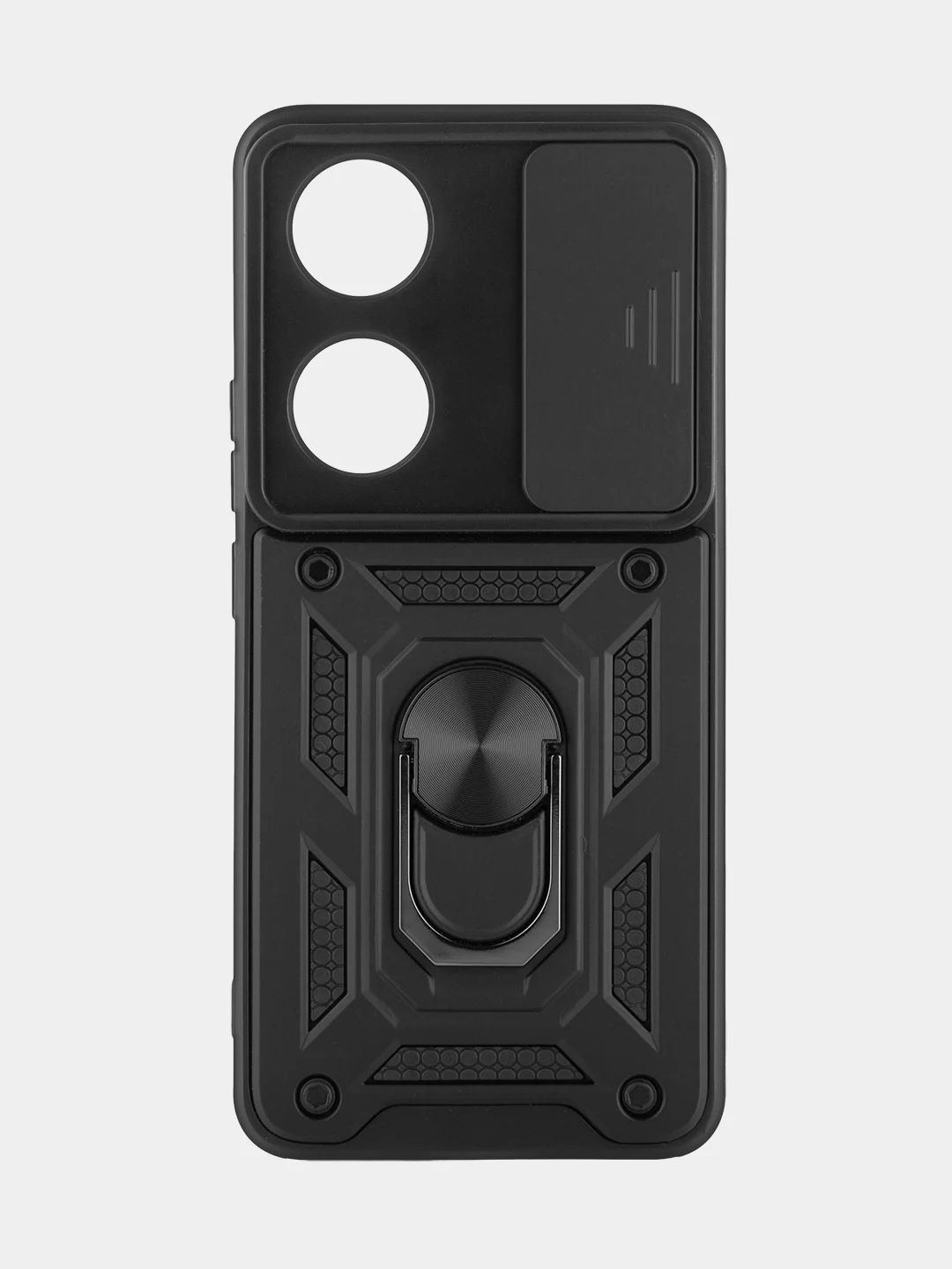 Черный чехол для Honor 90 противоударный КАРТОФАН пластиковый, силиконовый с кольцом-магнитом
