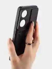 Черный чехол для Honor 90 противоударный КАРТОФАН пластиковый, силиконовый с кольцом-магнитом