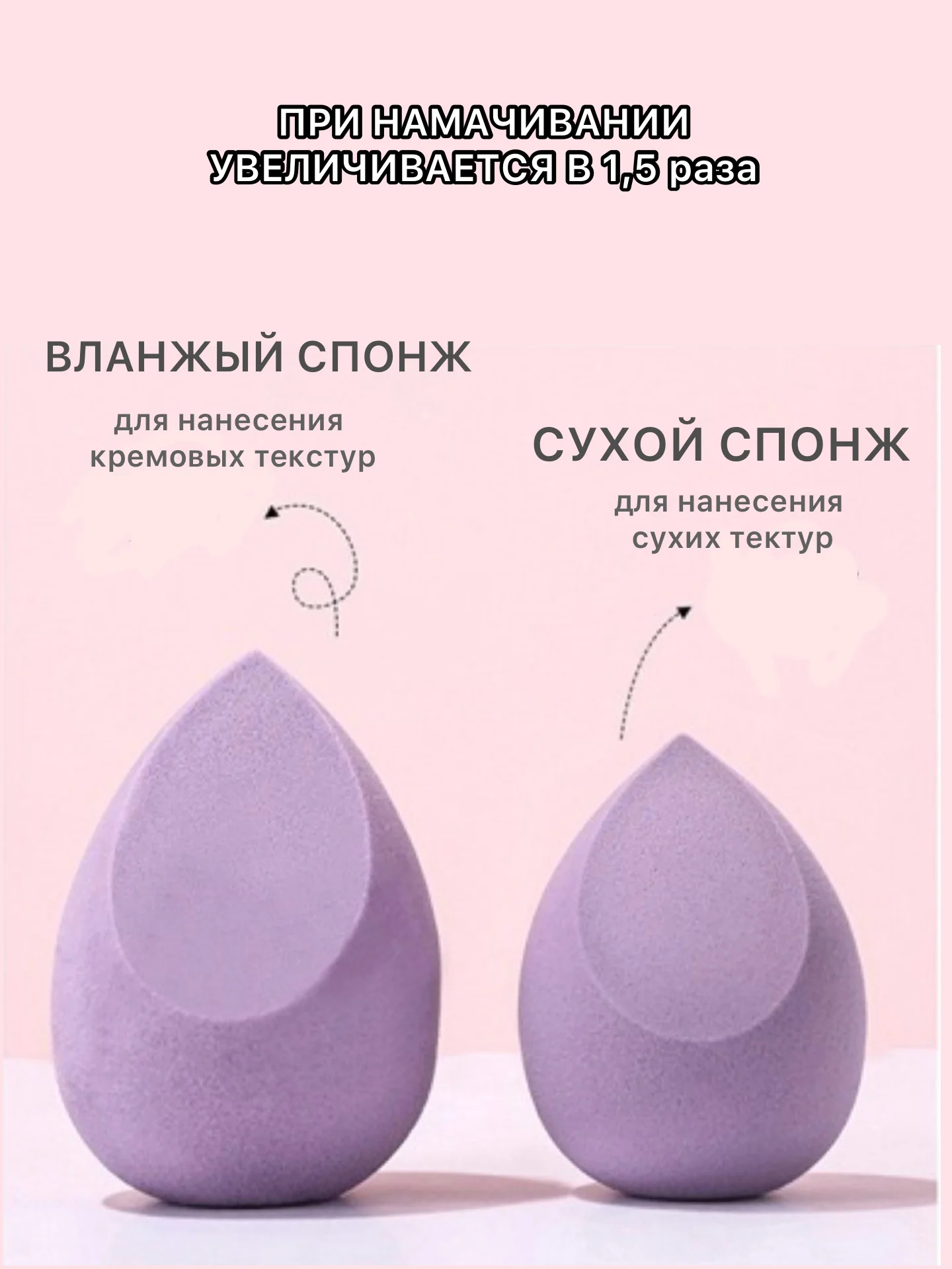 Сиреневый спонж губка для макияжа в футляре 4 шт, подарок