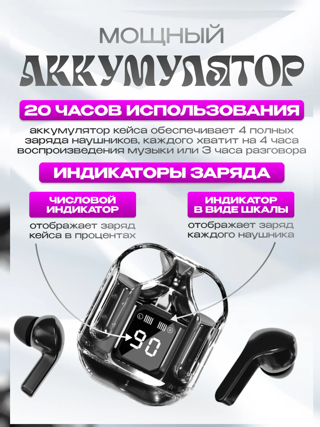 Розовый беспроводные наушники TWS BT16 PRO версия, с прозрачным кейсом+ЧЕХОЛ,наушники беспроводные