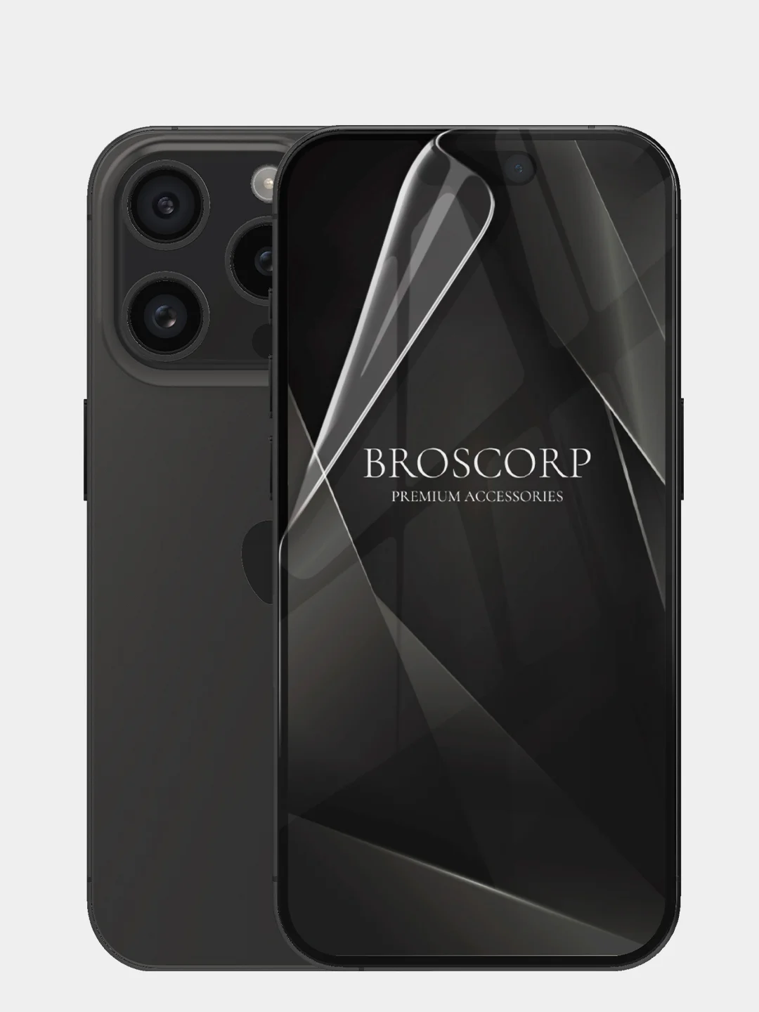 Прозрачный 1-2 шт плёнка для iPhone 15, Pro, Max защитная гидрогелевая BROSCORP, тонкая, не стекло
