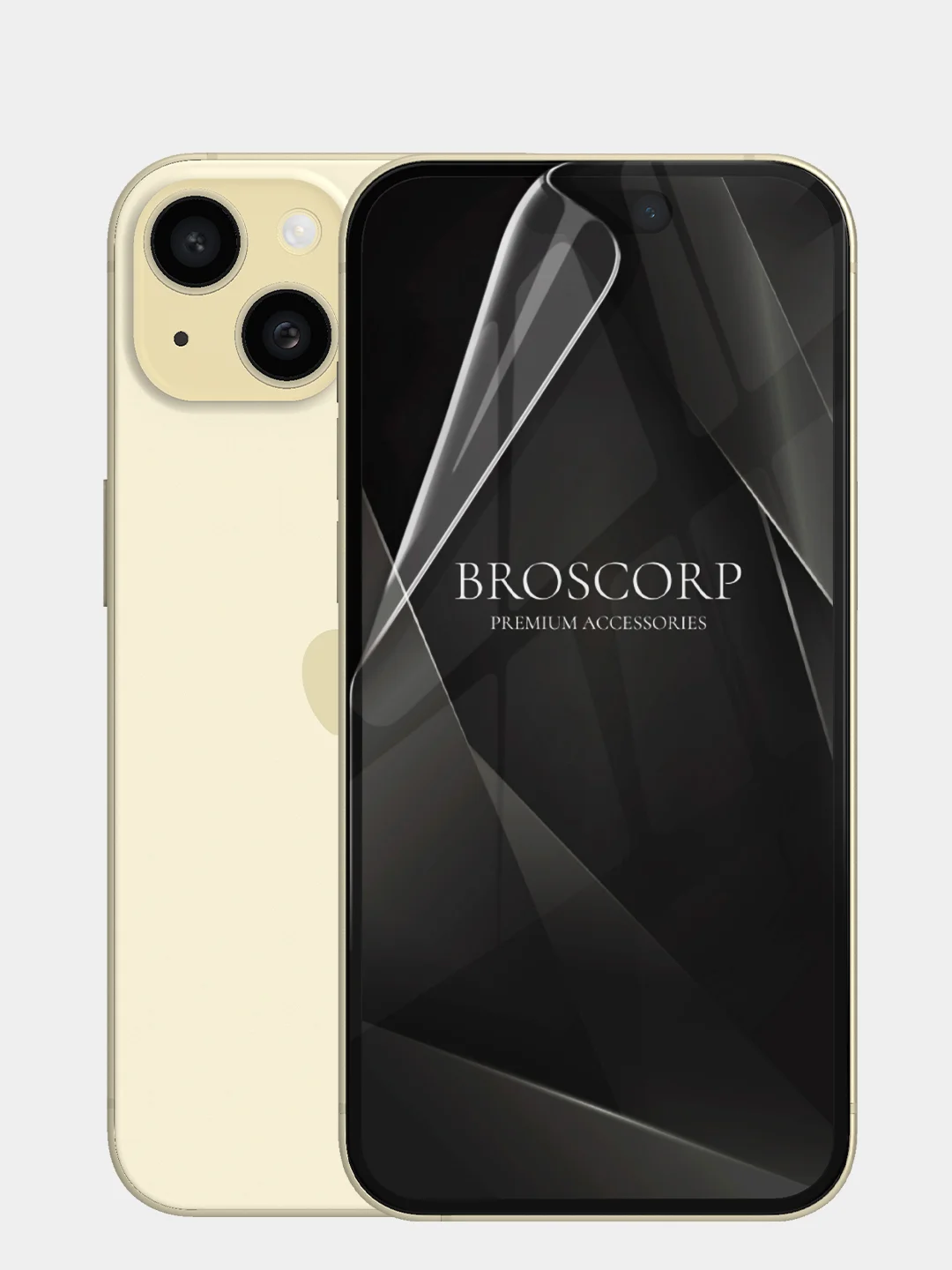 Прозрачный 1-2 шт плёнка для iPhone 15, Pro, Max защитная гидрогелевая BROSCORP, тонкая, не стекло