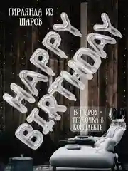 Гирлянда-растяжка из воздушных шаров "С днем рождения" / "Happy Birthday", на праздник