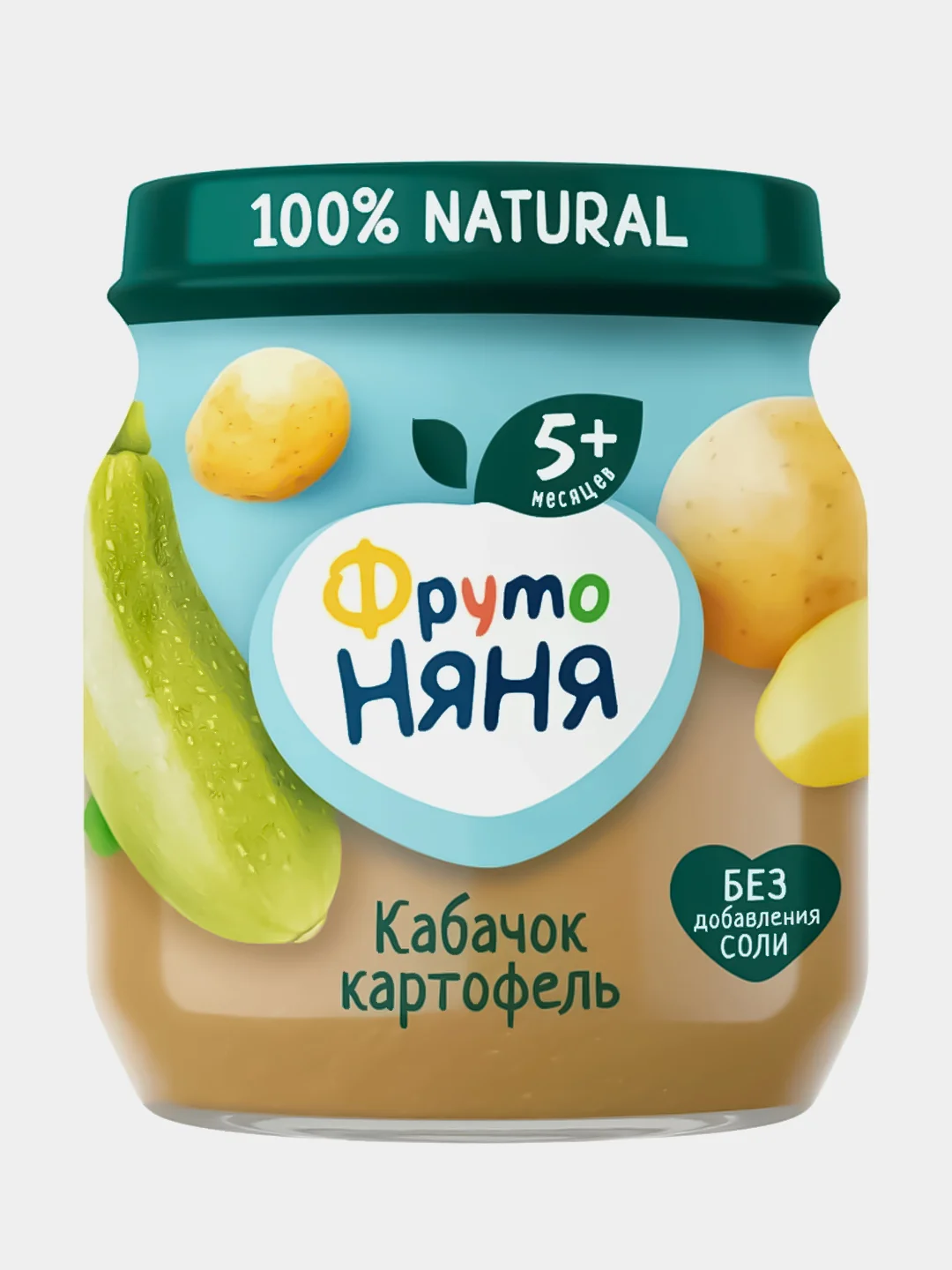 Пюре детское ФрутоНяня овощное, из кабачков и картофеля, с 5 месяцев, 110г, 12 штук