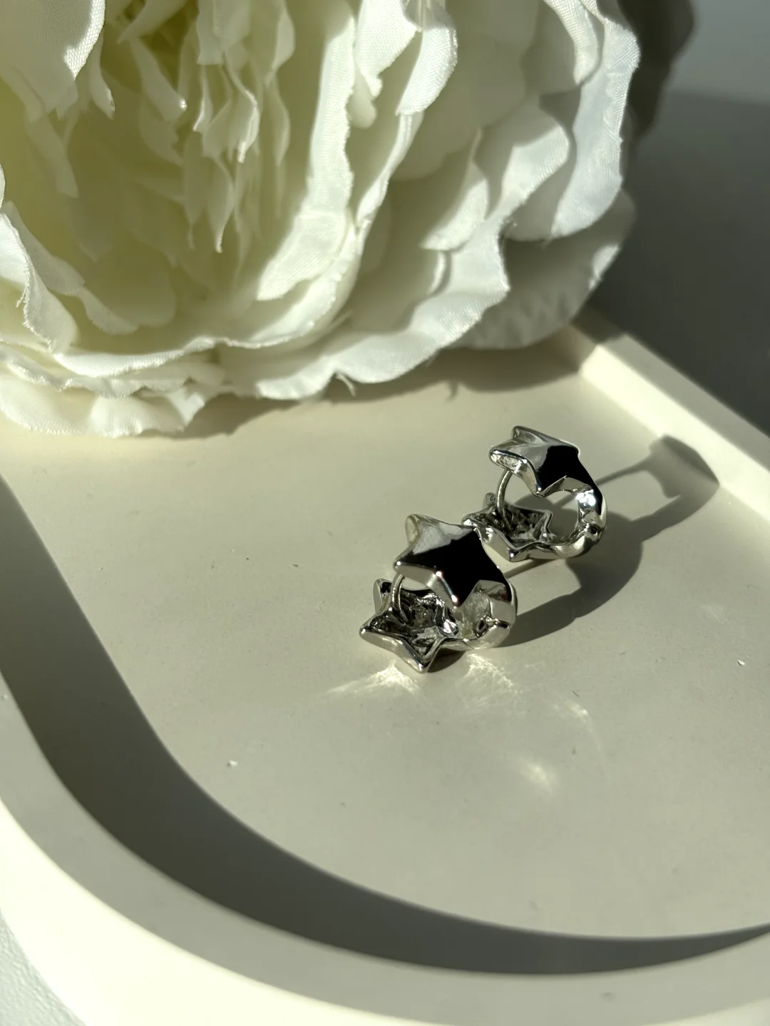 Серебряный серьги Звезды крупные двусторонние, женская бижутерия
