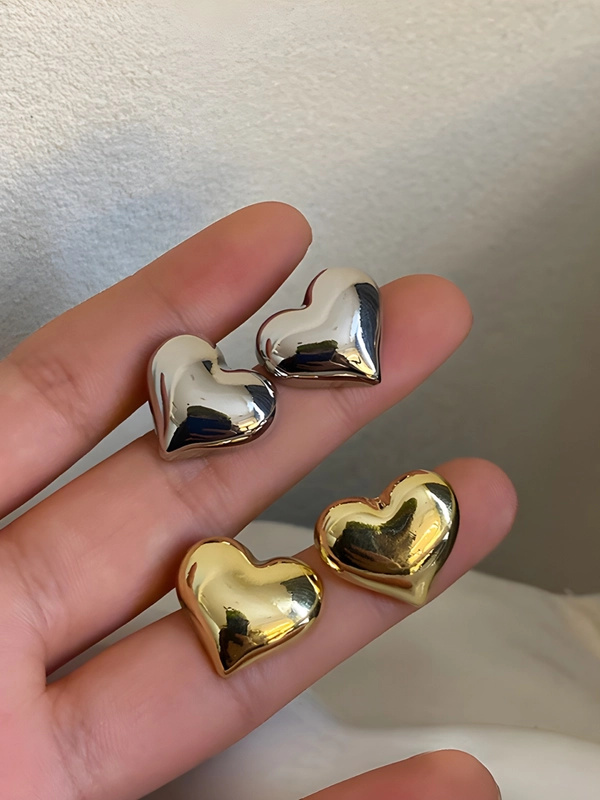 Серьги Сердечки крупные, женская бижутерия