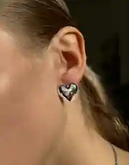 Серебряный серьги Сердечки крупные, женская бижутерия