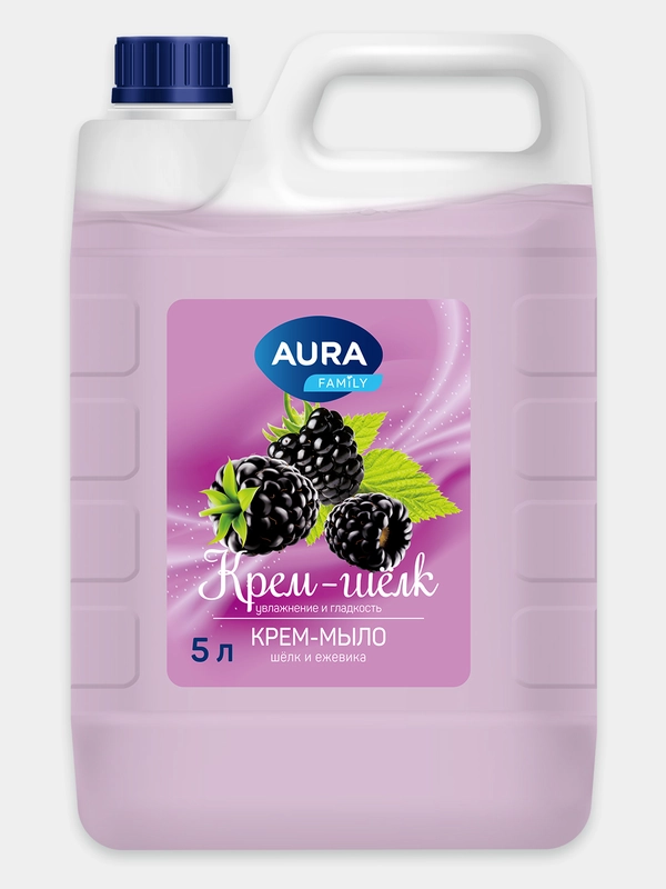 Жидкое крем мыло для рук ШЁЛК и ЕЖЕВИКА 5 литров, AURA FAMILY