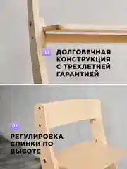 Растущий стул, детский, для школьника, Klikkin, без покрытия