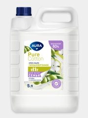Жидкое крем мыло 2в1 для рук и тела ОЛИВА И ХЛОПКОВОЕ МОЛОЧКО 5 литров AURA Pure Cotton