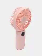 Розовый мини вентилятор ручной/Портативный c Led-дисплеем и Power Bank / 4 Режима скорости