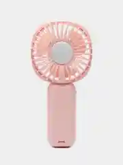 Розовый мини вентилятор ручной/Портативный c Led-дисплеем и Power Bank / 4 Режима скорости