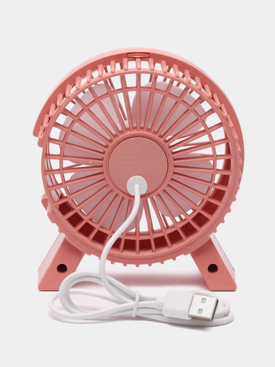 Розовый вентилятор настольный мини, бесшумный, питание USB