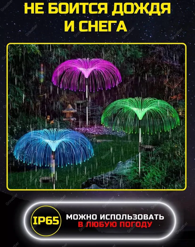 Красный садовый светильник на солнечных батареях для дачи и сада, фонарь Медуза,уличный светлячок