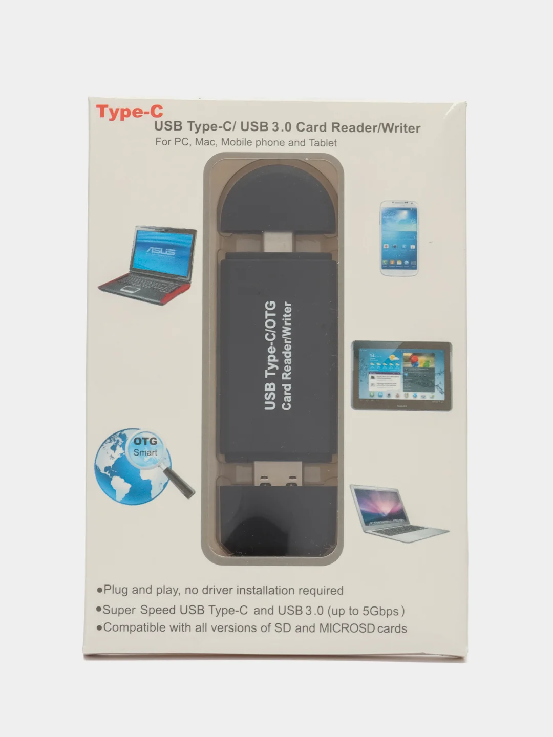 Золотой картридер Type c, lightning, usb,microusb, картридер sd, microsd, универсальный картридер