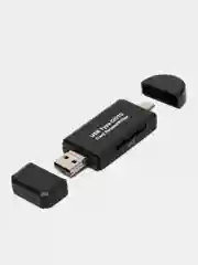 Черный картридер Type c, lightning, usb,microusb, картридер sd, microsd, универсальный картридер