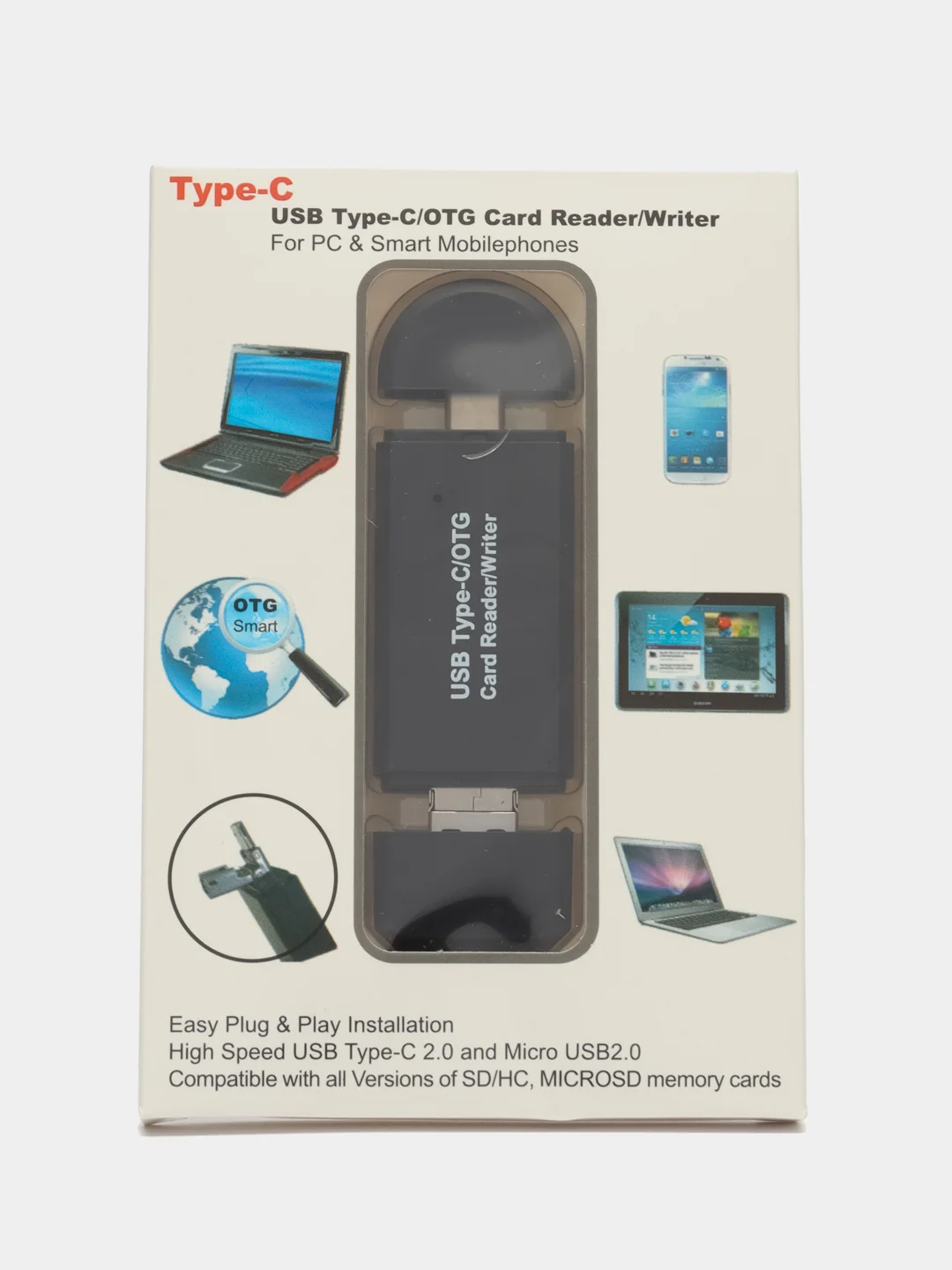 Черный картридер Type c, lightning, usb,microusb, картридер sd, microsd, универсальный картридер