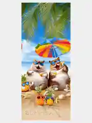 Коралловый полотенце вафельное пляжное в размерах 60х150 см, 80 х 150, 100х150 см с яркими рисунками