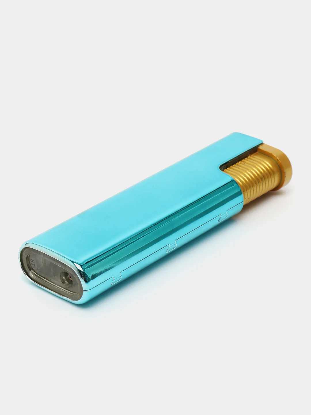 Бирюзовый зажигалка металлическая, газовая, автоген, заправляемая