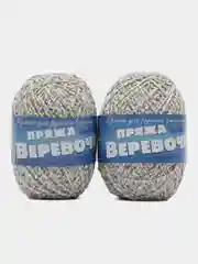 Серый меланж пряжа Веревочная для вязания сумок, корзин, тапочек, головных уборов. 50 гр. 100 г